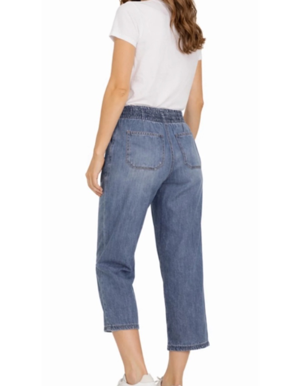 Kensie Jeans Womans Drawstring Light Blue Wash Cropped Jeans XXL - Picture 2 of 11